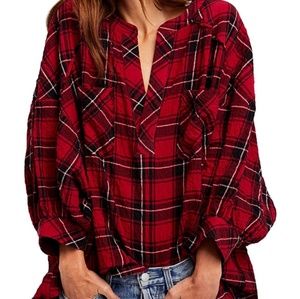 Plaid Free People long sleeve shirt